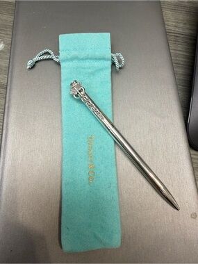 Tiffany & Co. Silver Caduceus Ballpoint Pen with Signature Blue Pouch